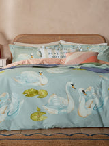 Yvonne Ellen Aqua Sister Swans Duvet Cover Set