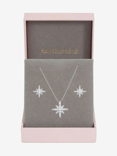 Jon Richard Metallic Rhodium Plated and Pave Star Jewellery Set