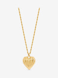 Gold Plated Ridge Heart Long Pendant Necklace