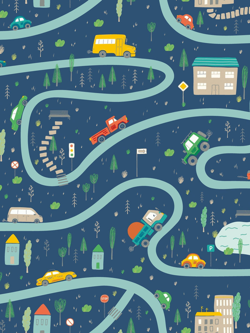 Hoopla Walls Blue Road Trip 10m Wallpaper
