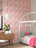 Hoopla Walls Pink Folk Floral wallpaper 10m roll, imported from the UK