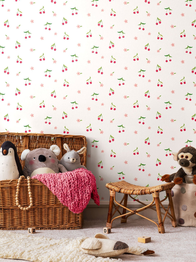 Hoopla Walls wallpaper Black Cheery Cherries 10m (British brand)