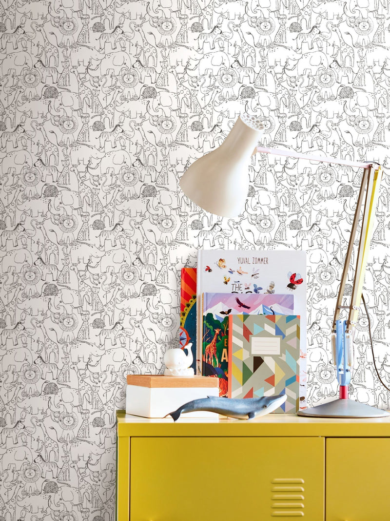 Hoopla Walls animal doodle wallpaper 10m - British product
