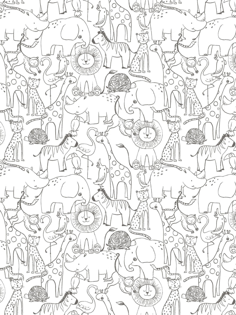 Hoopla Walls animal doodle wallpaper 10m - British product