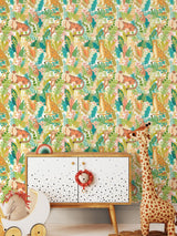 Next Hoopla Walls Animal Kingdom Green Animal Print Wallpaper 10m- Buy online at McGrocer