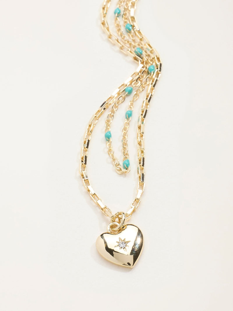 FatFace gold tone heart layered necklace - British product