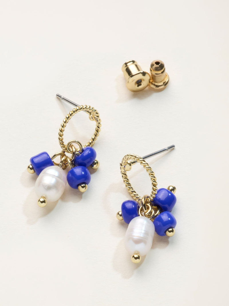FatFace blue beaded drop earrings (British brand)