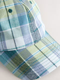 Green Check EDIT cap linen cotton blend, imported from the UK