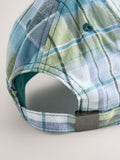 Green Check EDIT cap linen cotton blend, imported from the UK