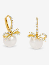 Next Jon Richard Gold Plated Crystal Bow and Pearl Hoop Earrings- Buy online at McGrocer