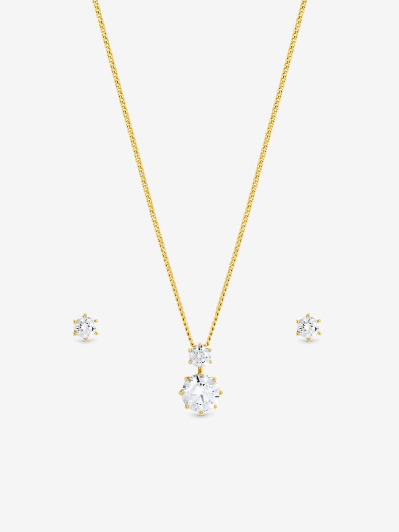 Jon Richard gold plated cubic zirconia jewelry set with chain, UK version