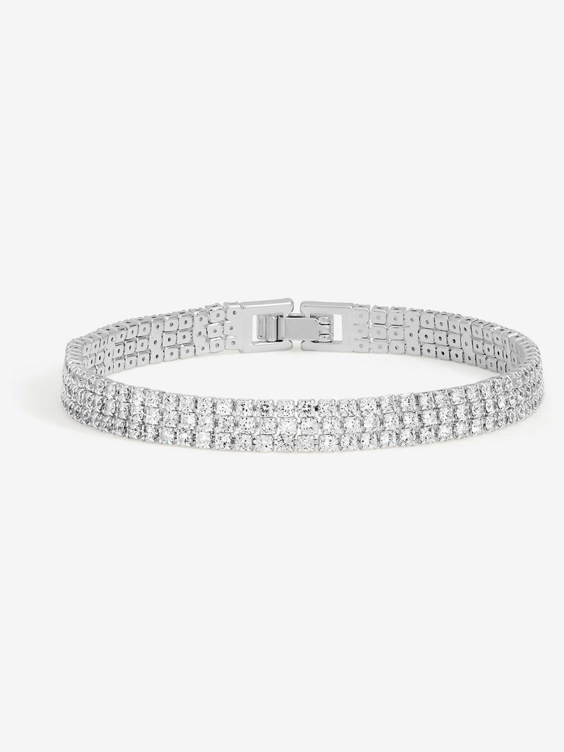 Jon Richard Silver Plated and Crystal Stone Multirow Bracelet