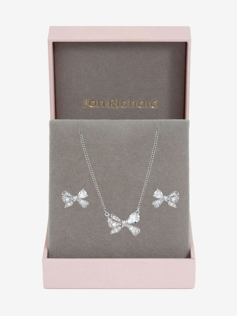 Jon Richard silver rhodium bow set, imported from the UK