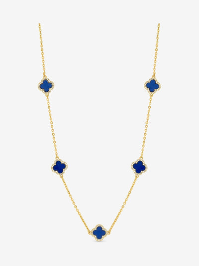 Next Jon Richard Blue Plated Jet Station Clover Necklace with 17 Inch Chain- Buy online at McGrocer