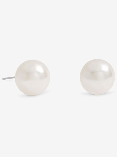 Next Jon Richard Silver Tone Cream Large Pearl Earrings 14mm- Buy online at McGrocer
