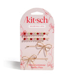 Kitsch gemstone and bow bobby pins 4 piece set, UK version