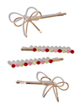 Kitsch gemstone and bow bobby pins 4 piece set, UK version