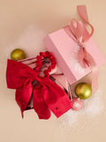 Kitsch satin rhinestone bow scrunchie red, UK version
