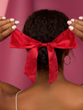 Kitsch satin rhinestone bow scrunchie red, UK version