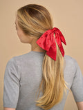 Kitsch satin rhinestone bow scrunchie red, UK version