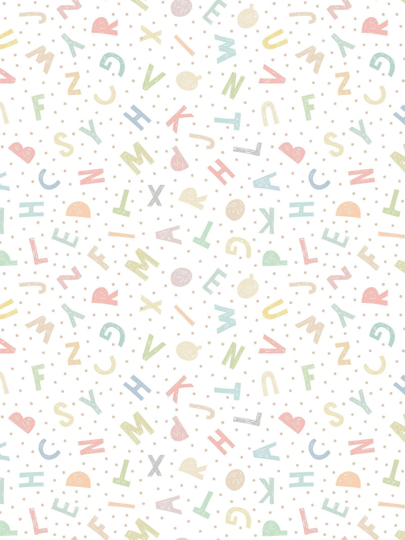 Hoopla Walls Alphabet Jumble wallpaper sample A4, imported from the UK