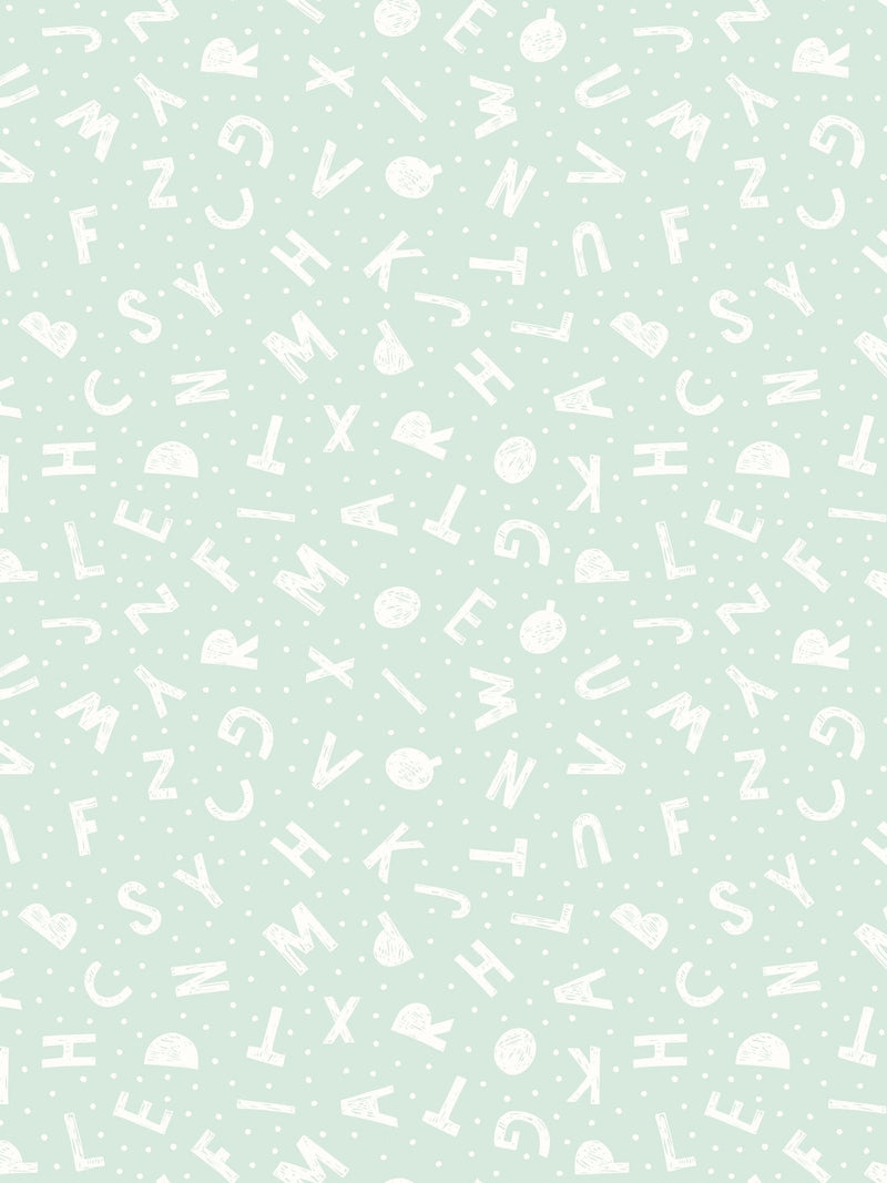 Hoopla Walls Seafoam Alphabet Jumble A4 Wallpaper Sample