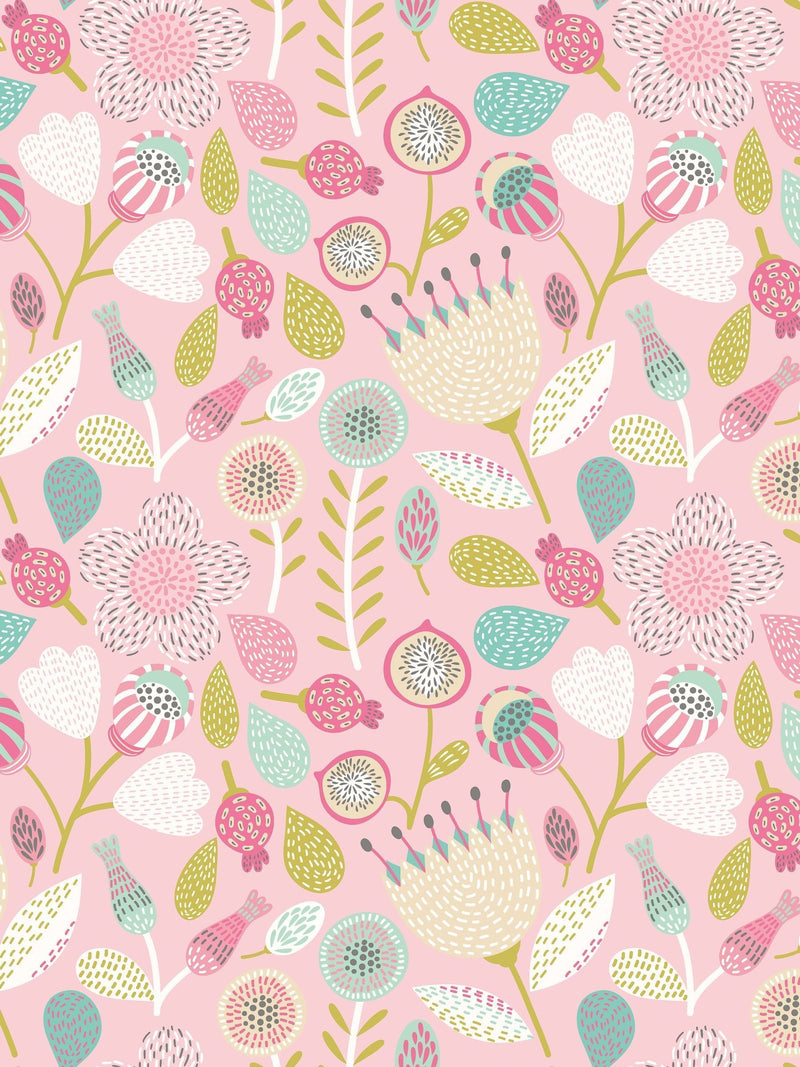 Hoopla Walls wallpaper sample Folk Floral A4, UK version
