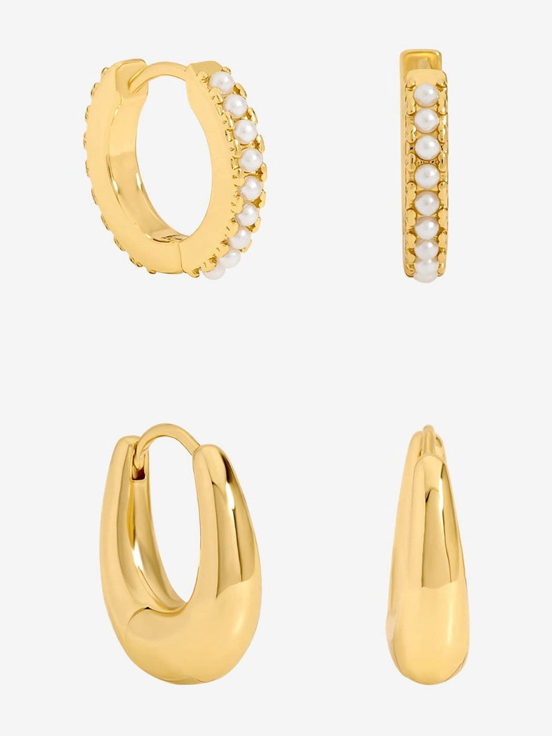 Jon Richard gold pearl hoop earrings pack of 2, UK version