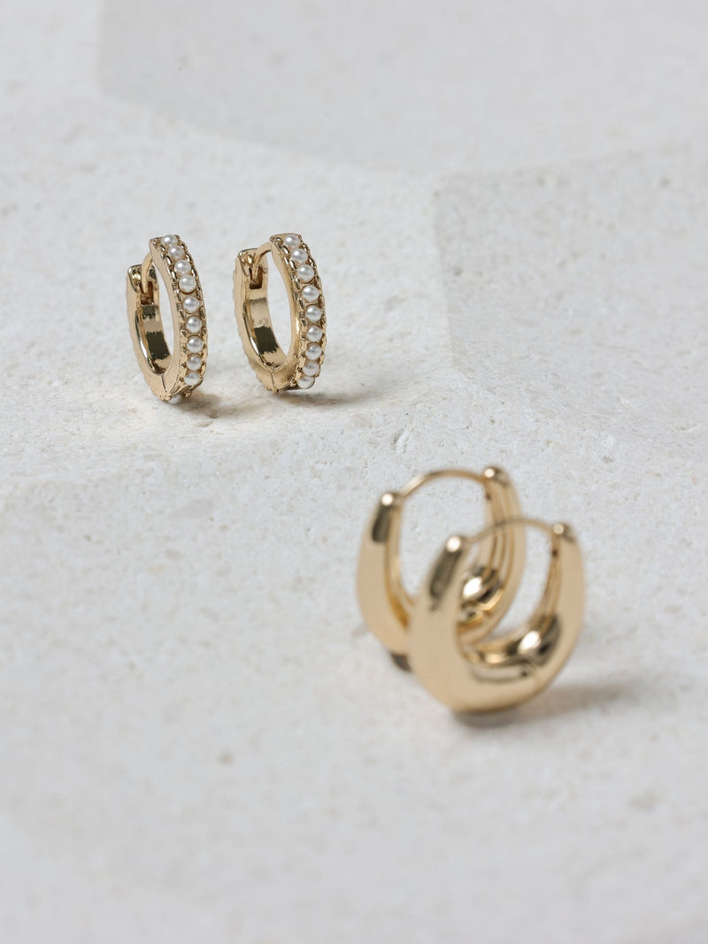 Jon Richard gold pearl hoop earrings pack of 2, UK version