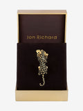 Gold Plated and Jet Leopard Brooch with Gift Box