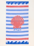 FatFace light blue MCS shell stripe beach towel, imported from the UK