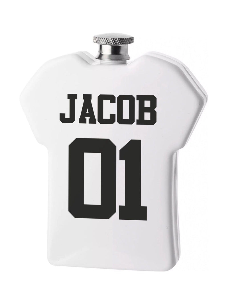 Loveabode personalised football hip flask white 5.5oz, UK version