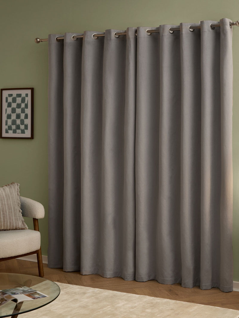 Furn silver velvet eyelet blackout curtains 229x183cm, imported from the UK