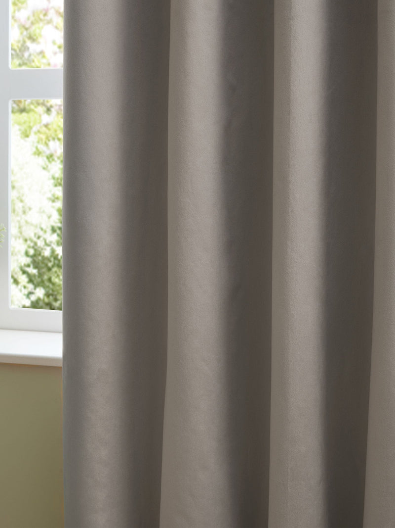 Furn silver velvet eyelet blackout curtains 229x183cm, imported from the UK