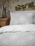 Vantona grey Christmas simple snowflake quilt cover set (British brand)