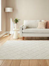 Next Catherine Lansfield Cream Cosy Diamond Washable Rug- Buy online at McGrocer