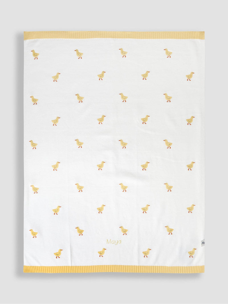 JoJo Maman Bébé personalised embroidered duck shawl, imported from the UK