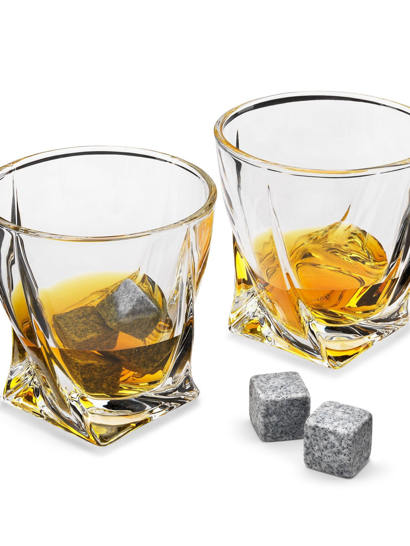 MenKind twisted glasses and ice stones set, clear, imported from the UK