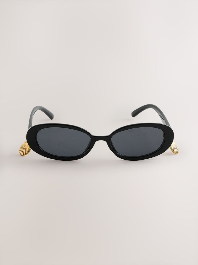 Black oval sunglasses recycled polycarbonate triacetate lenses - British product