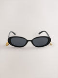 Black oval sunglasses recycled polycarbonate triacetate lenses - British product