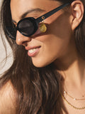 Black oval sunglasses recycled polycarbonate triacetate lenses - British product