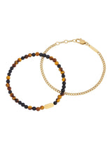 Next Bartlett London Black Onyx and Tiger's Eye Waterproof Bracelet Set for Men 19-20.5cm- Buy online at McGrocer