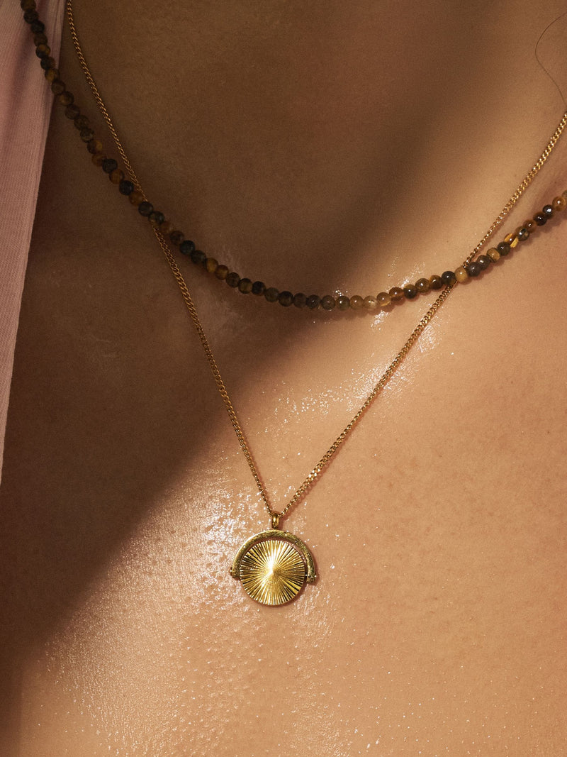 Gold tone spinner necklace stainless steel waterproof adjustable - British product