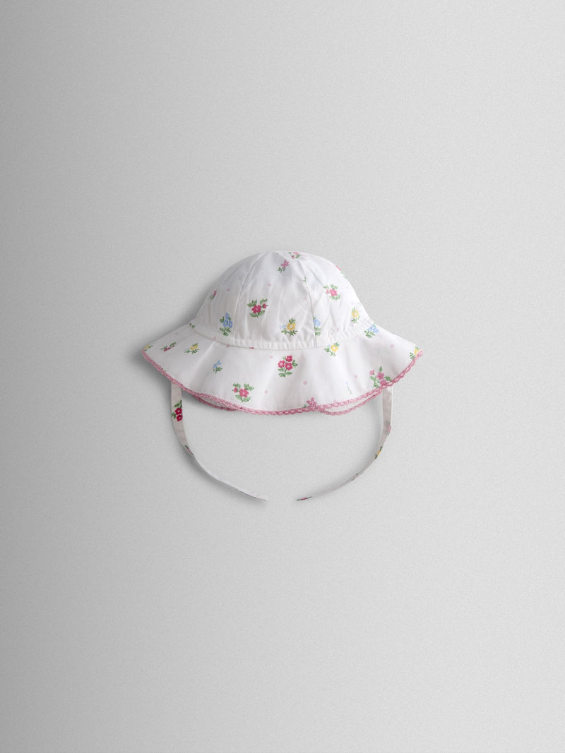 JoJo Maman Bebe white floral baby sun hat - British product