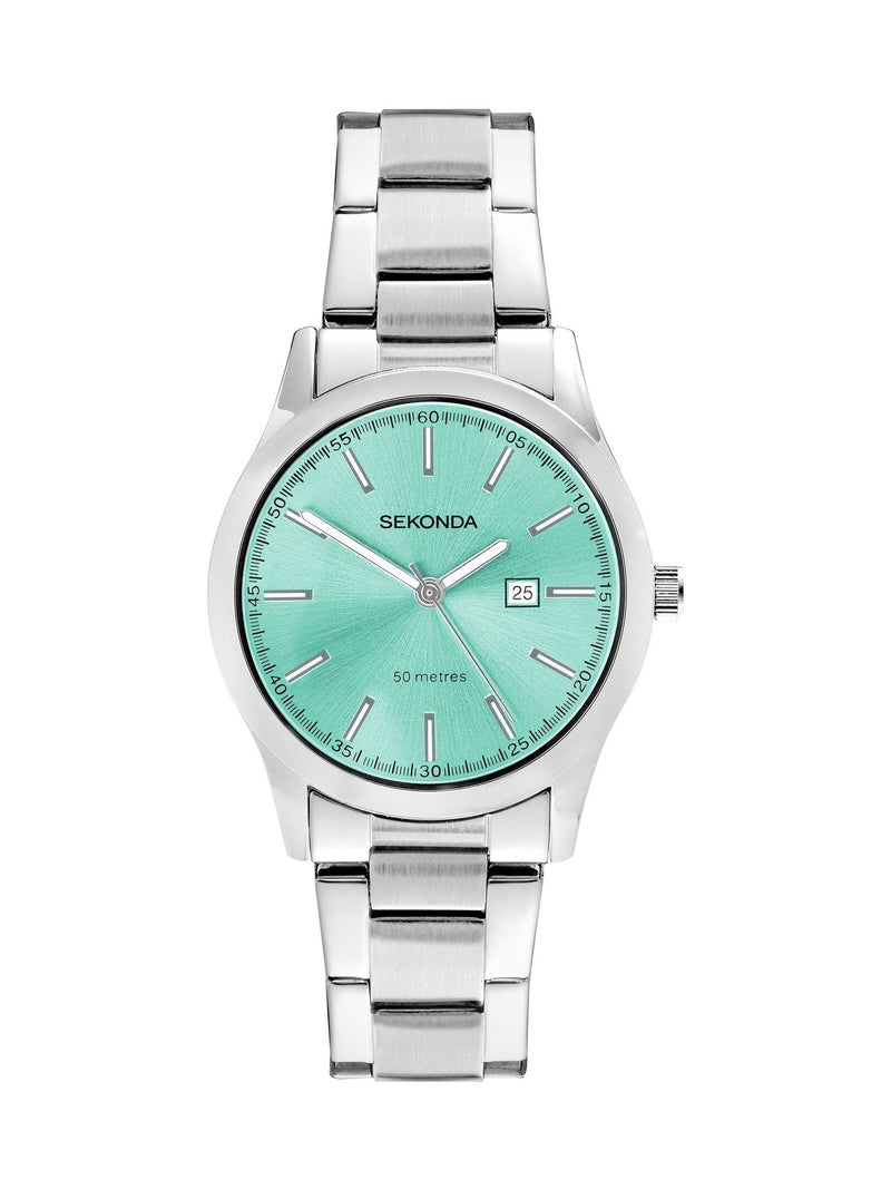 Sekonda Taylor 34mm watch teal dial silver bracelet (British brand)