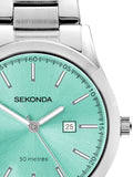 Sekonda Taylor 34mm watch teal dial silver bracelet (British brand)