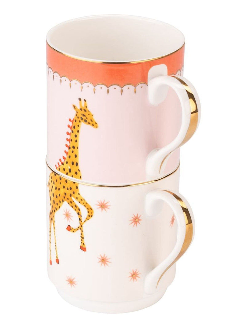 Yvonne Ellen pink giraffe stacking mugs set of 2 - British product
