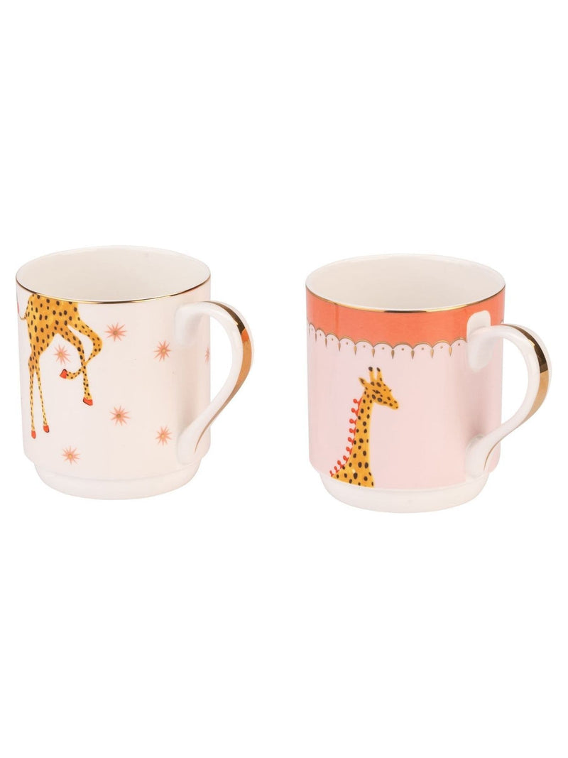 Yvonne Ellen pink giraffe stacking mugs set of 2 - British product