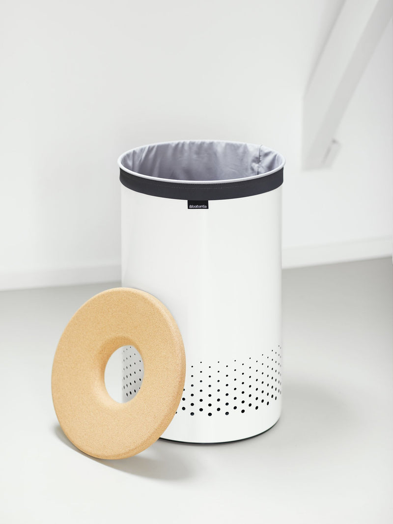 Brabantia white cork lid laundry bin 60L, UK version