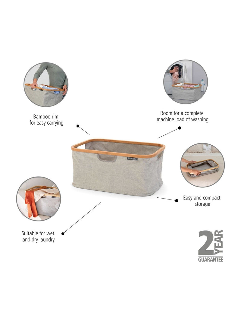 Brabantia grey foldable laundry basket 40L, imported from the UK